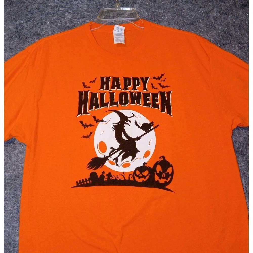 Delta Pro Weight Halloween T-Shirt Unisex XL Orange Witch Pumpkins Bats